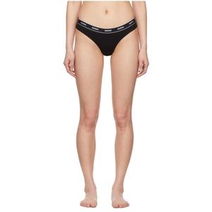HUGO 3-pack cotton black thongs